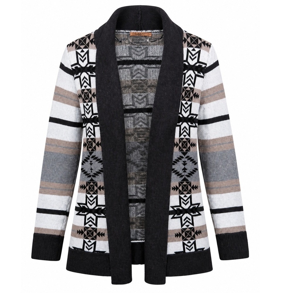 Belldini Cardigan Women Large Aztec Southwestern Open Front Knit Boho Tribal